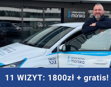 Pakiet 11 wizyt rehabilitacji domowej na terenie Trójmiasta i okolic z bezpłatnym dojazdem do Pacjenta.